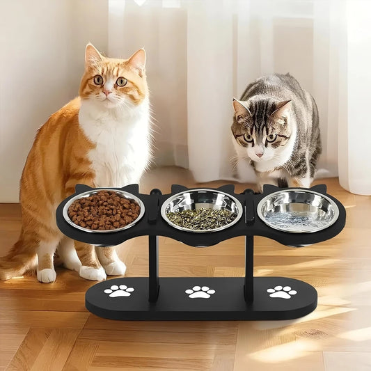Elevated 3-Bowl Pet Feeder